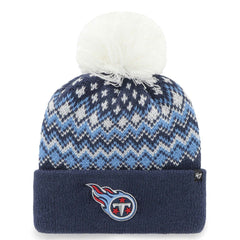 Tennessee Titans '47 Women's Elsa Cuffed Knit Hat with Pom - Navy for sale