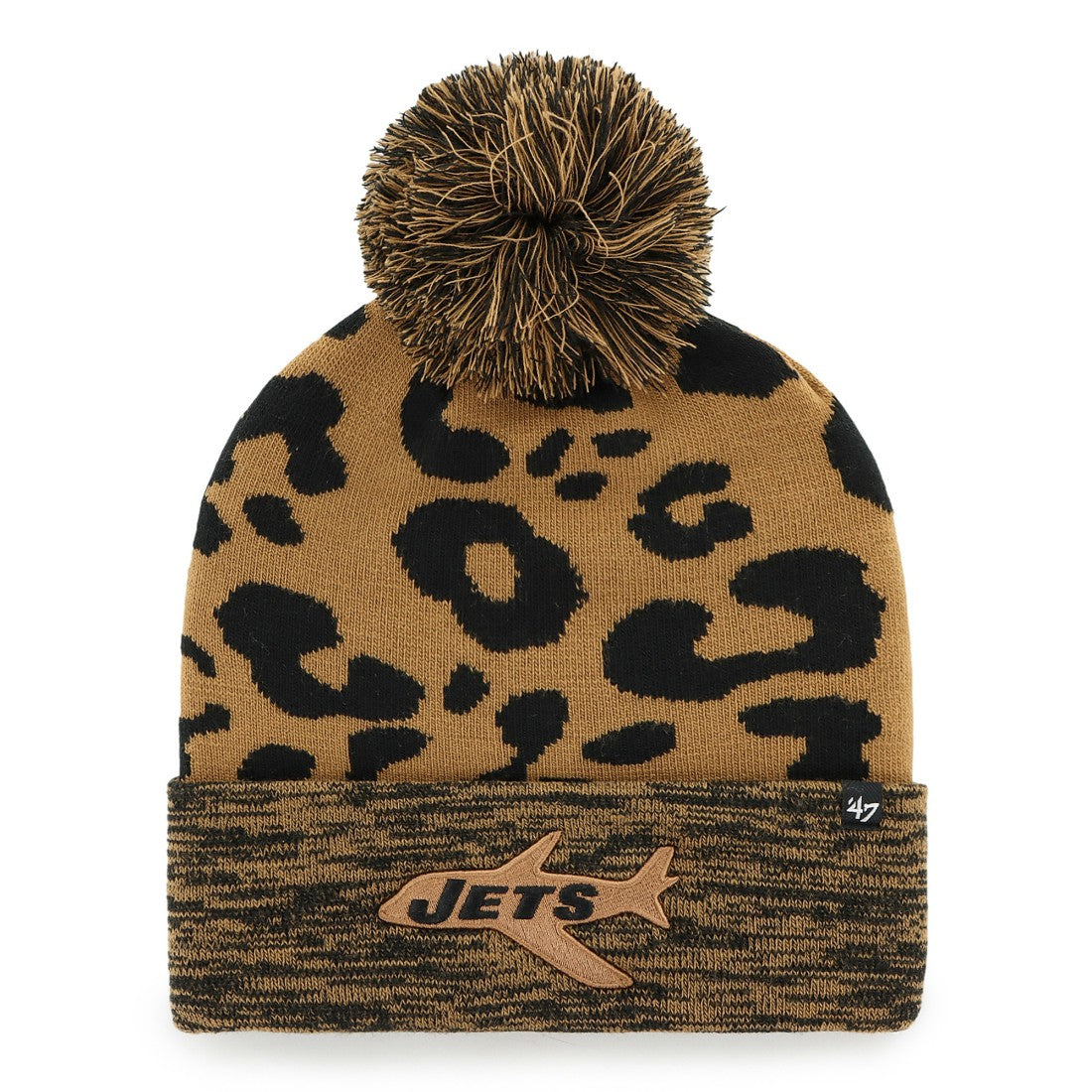 New York Jets '47 Women's Rosette Cuffed Knit Hat with Pom - Brown for sale