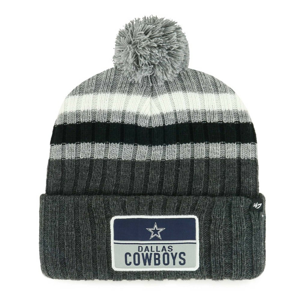 Dallas Cowboys '47 Stack Cuffed Knit Hat with Pom - Gray for sale
