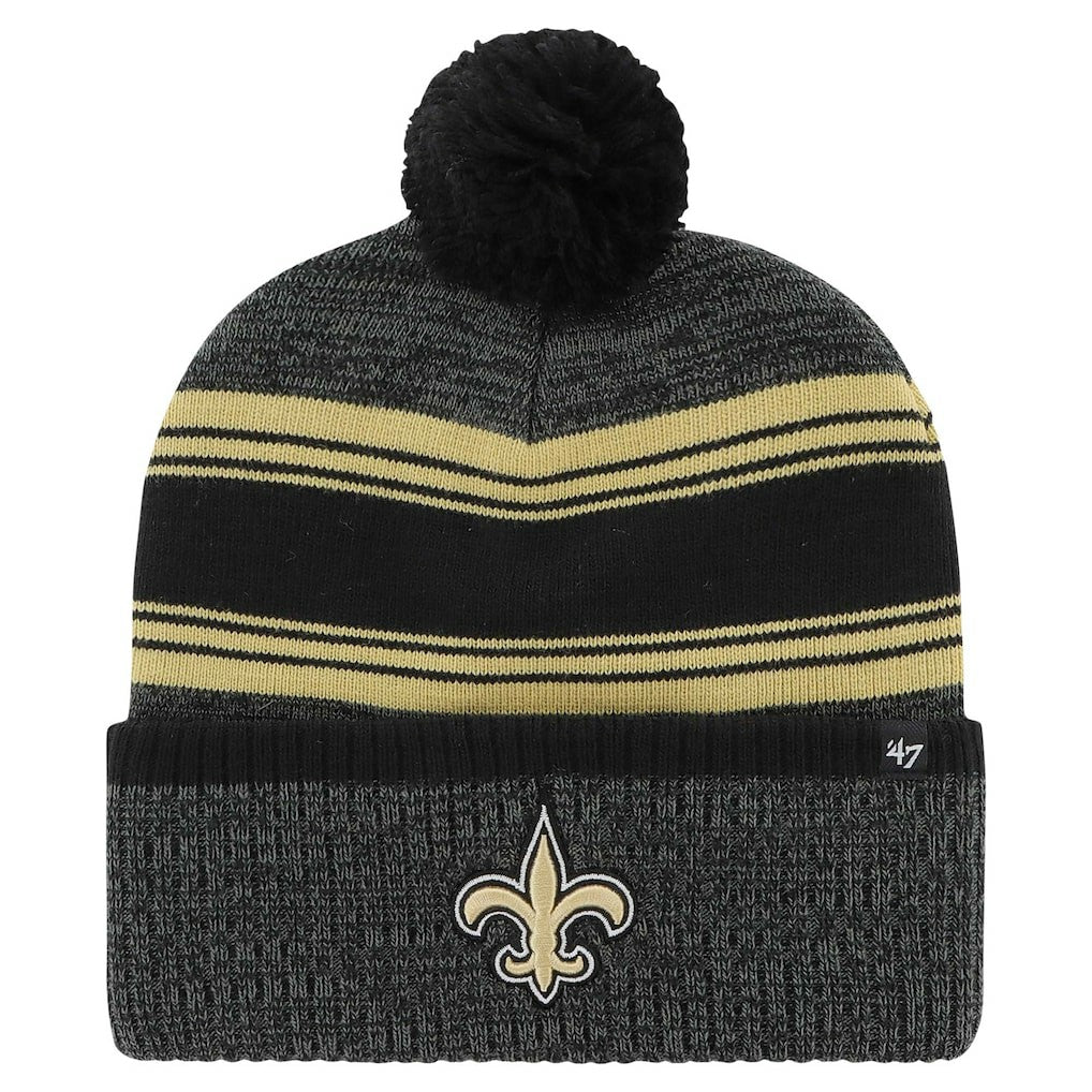 New Orleans Saints '47 Fadeout Cuffed Knit Hat with Pom - Black on sale