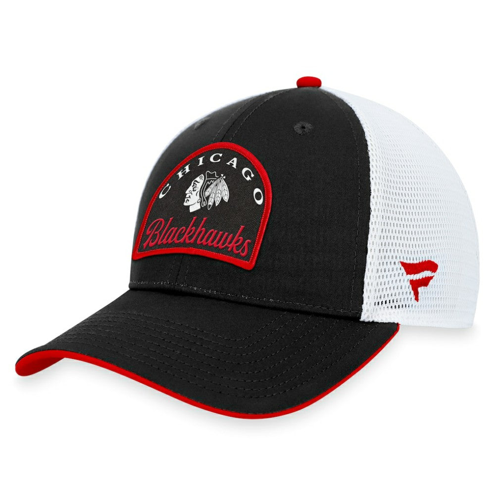 Chicago Blackhawks Fanatics Fundamental Adjustable Hat Black/White