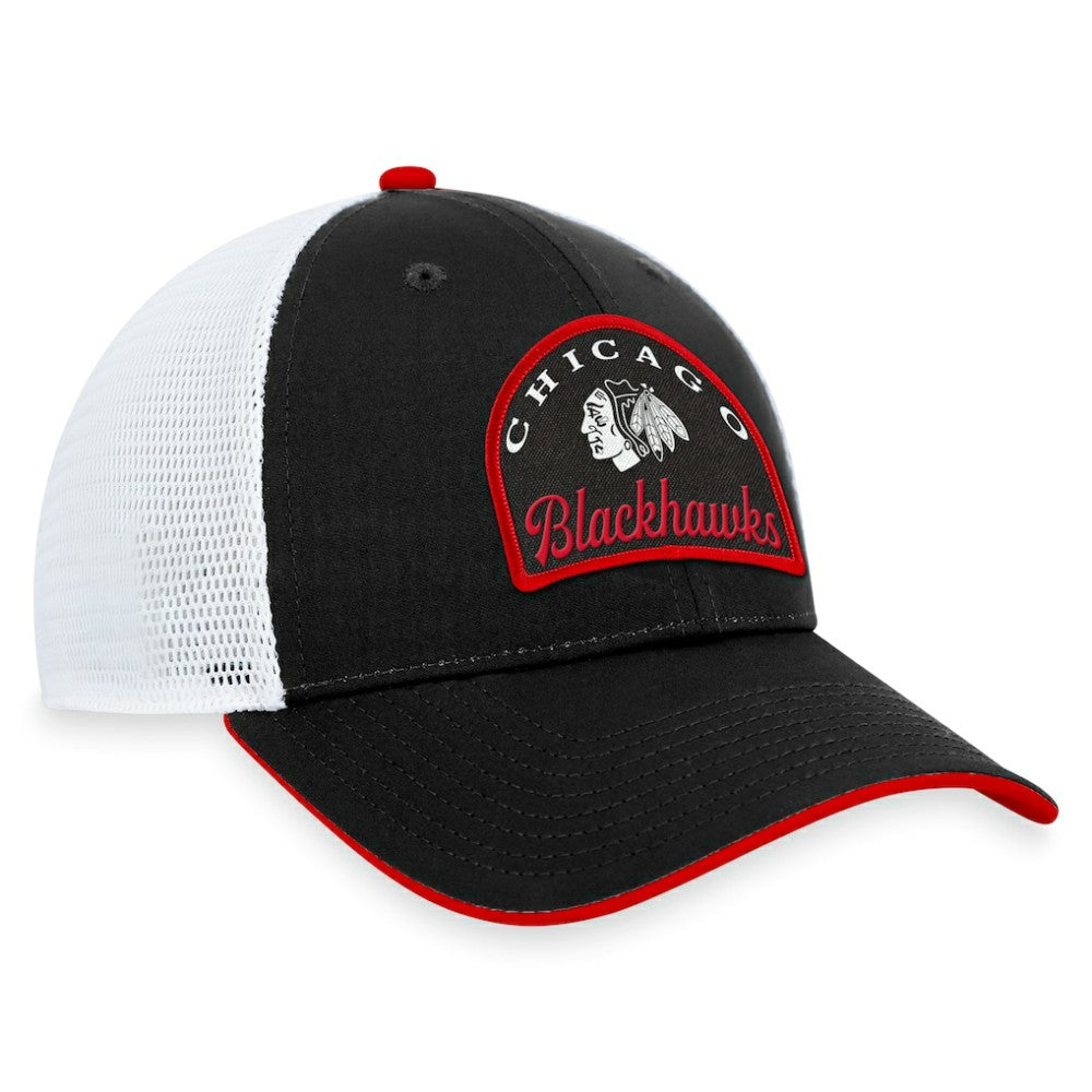 Chicago Blackhawks Fanatics Fundamental Adjustable Hat Black/White