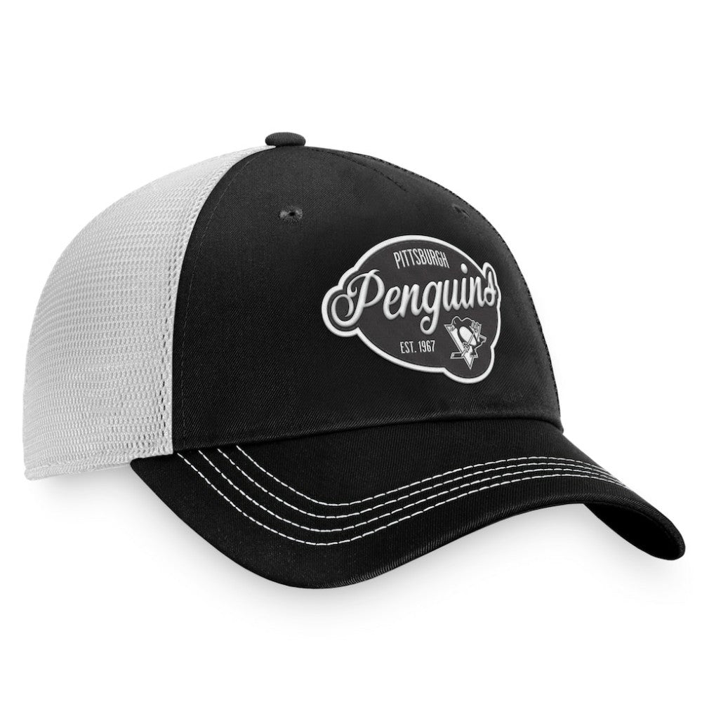Pittsburgh Penguins Fanatics Women's Fundamental Trucker Adjustable Hat Black/White