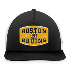 Boston Bruins Fanatics Foam Front Patch Trucker Snapback Hat Black/White