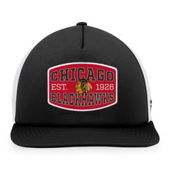 Chicago Blackhawks Fanatics Foam Front Patch Trucker Snapback Hat Black/White