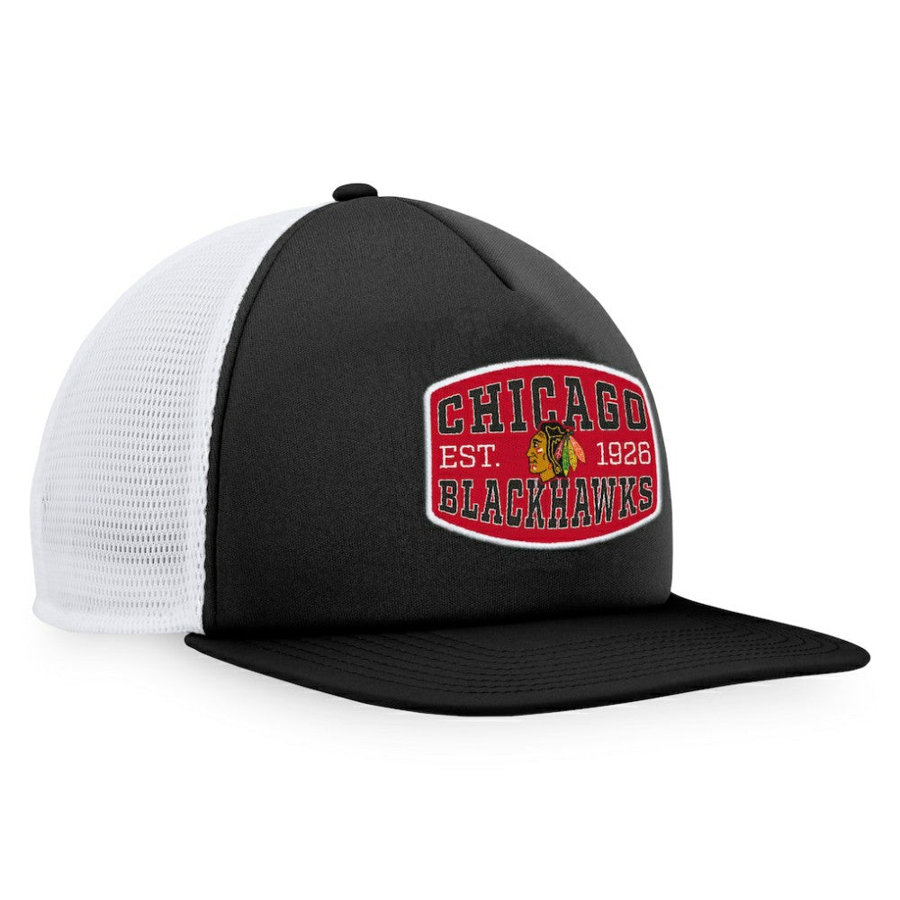 Chicago Blackhawks Fanatics Foam Front Patch Trucker Snapback Hat Black/White