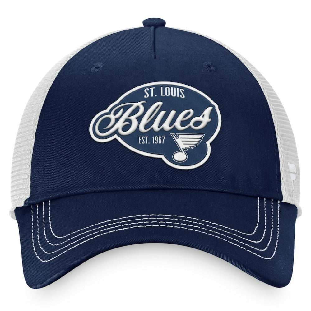 St. Louis Blues Fanatics Women's Fundamental Trucker Adjustable Hat Navy/White