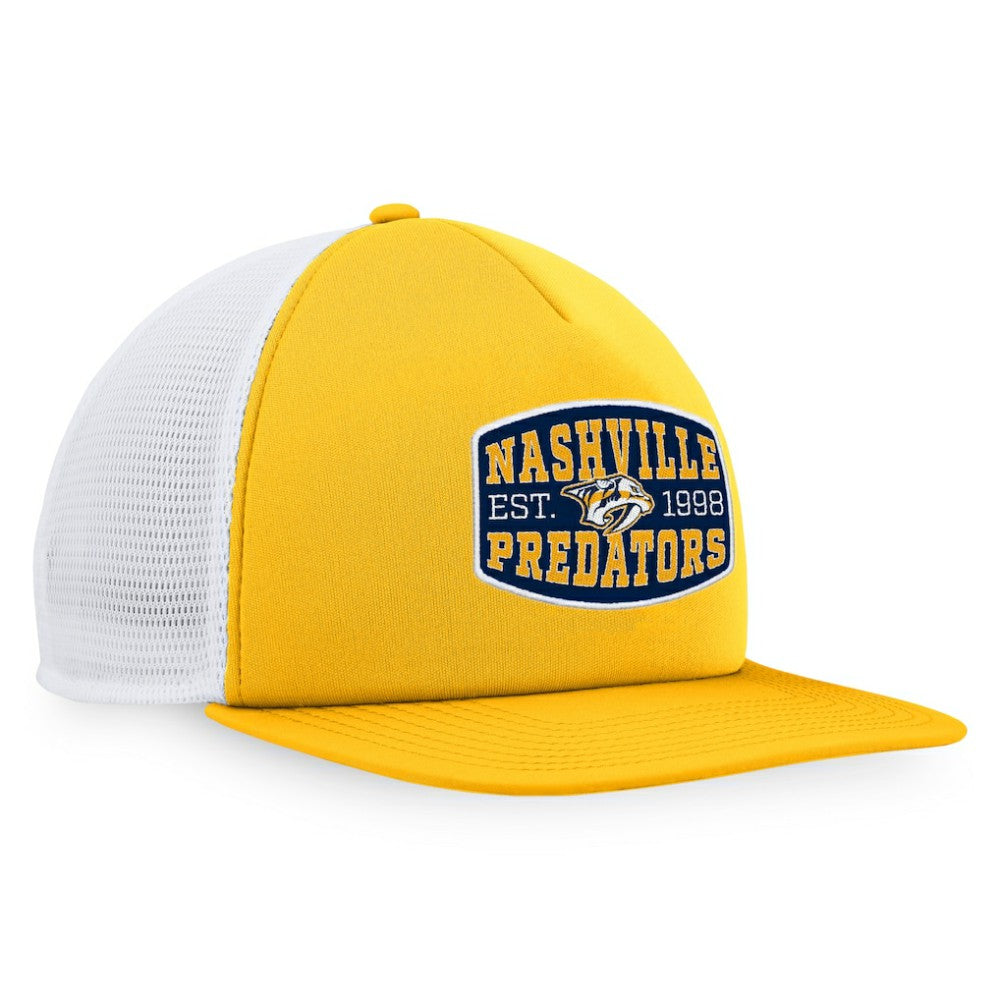 Nashville Predators Fanatics Foam Front Patch Trucker Snapback Hat Gold/White