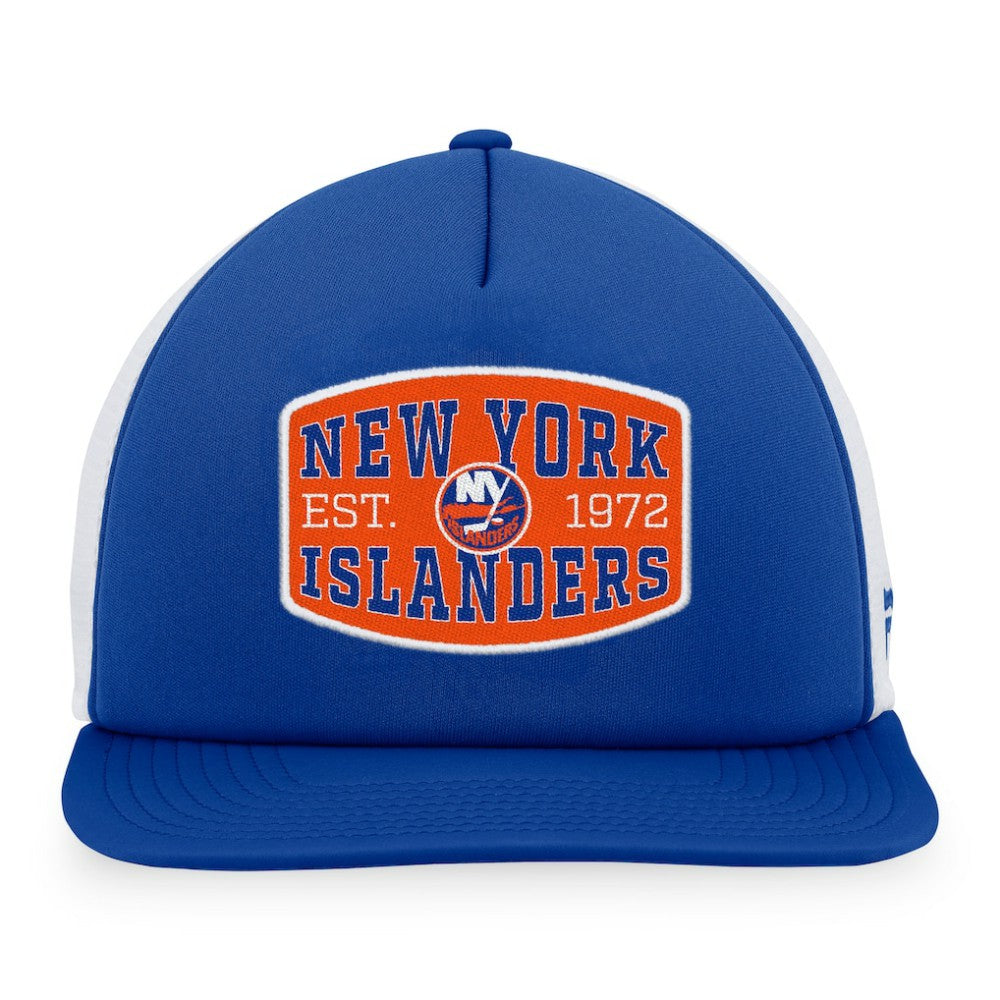 New York Islanders Fanatics Foam Front Patch Trucker Snapback Hat Royal/White