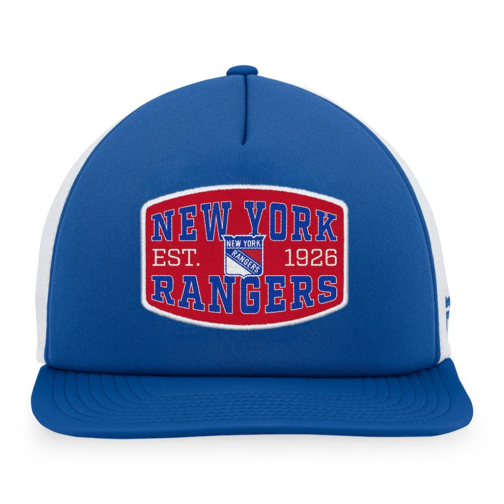 New York Rangers Fanatics Foam Front Patch Trucker Snapback Hat Navy/White