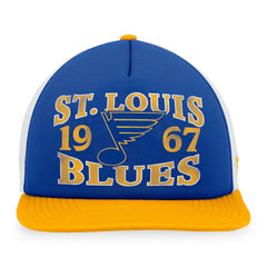 St. Louis Blues Fanatics Heritage Vintage Foam Front Trucker Snapback Hat Blue/Gold