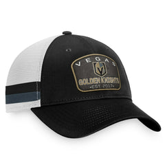 Vegas Golden Knights Fanatics Fundamental Striped Trucker Adjustable Hat Black/White