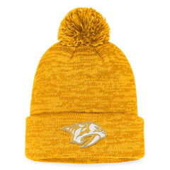 Nashville Predators Fanatics Fundamental Cuffed Knit Hat with Pom Gold