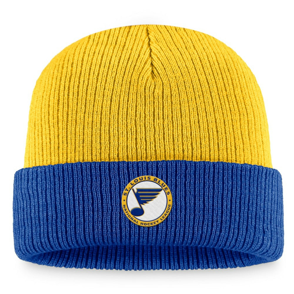 St. Louis Blues Fanatics Heritage Vintage Cuffed Knit Hat Gold/Blue