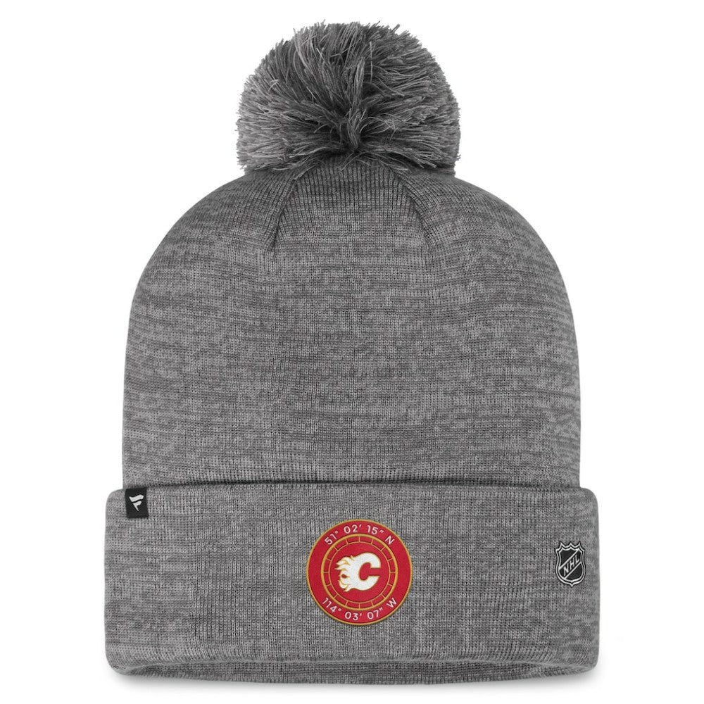 Calgary Flames Fanatics Authentic Pro Home Ice Cuffed Knit Hat with Pom Gray