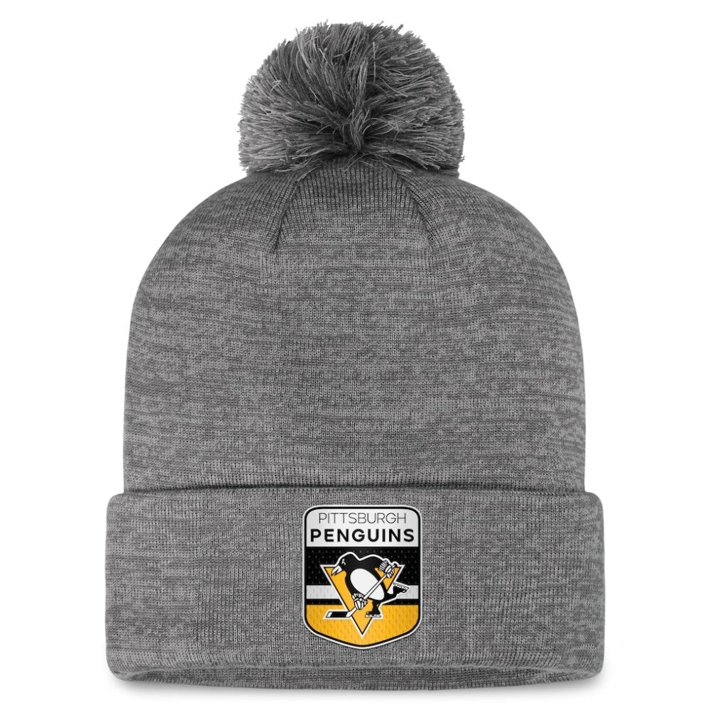 Pittsburgh Penguins Fanatics Authentic Pro Home Ice Cuffed Knit Hat with Pom Gray