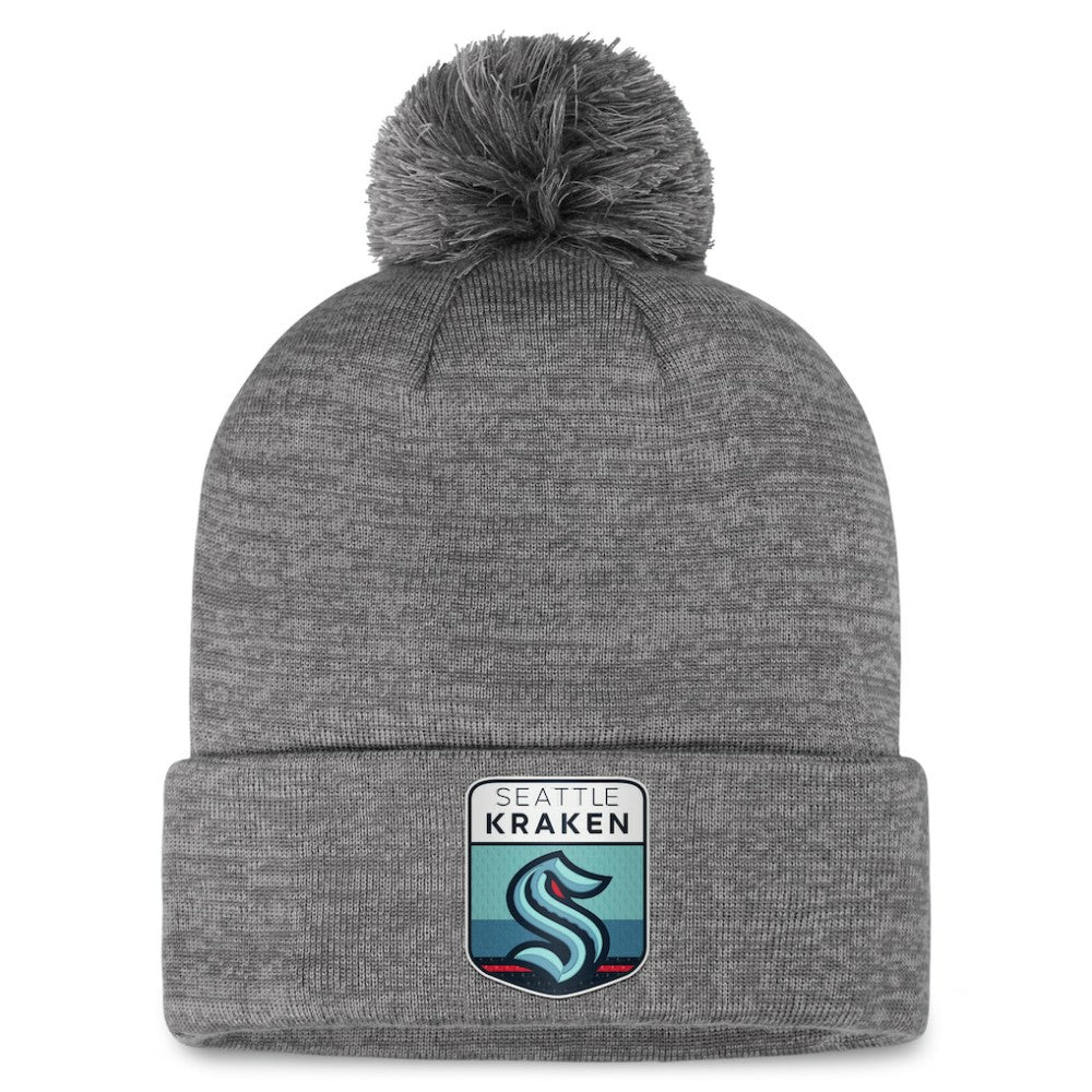 Seattle Kraken Fanatics Authentic Pro Home Ice Cuffed Knit Hat with Pom Gray