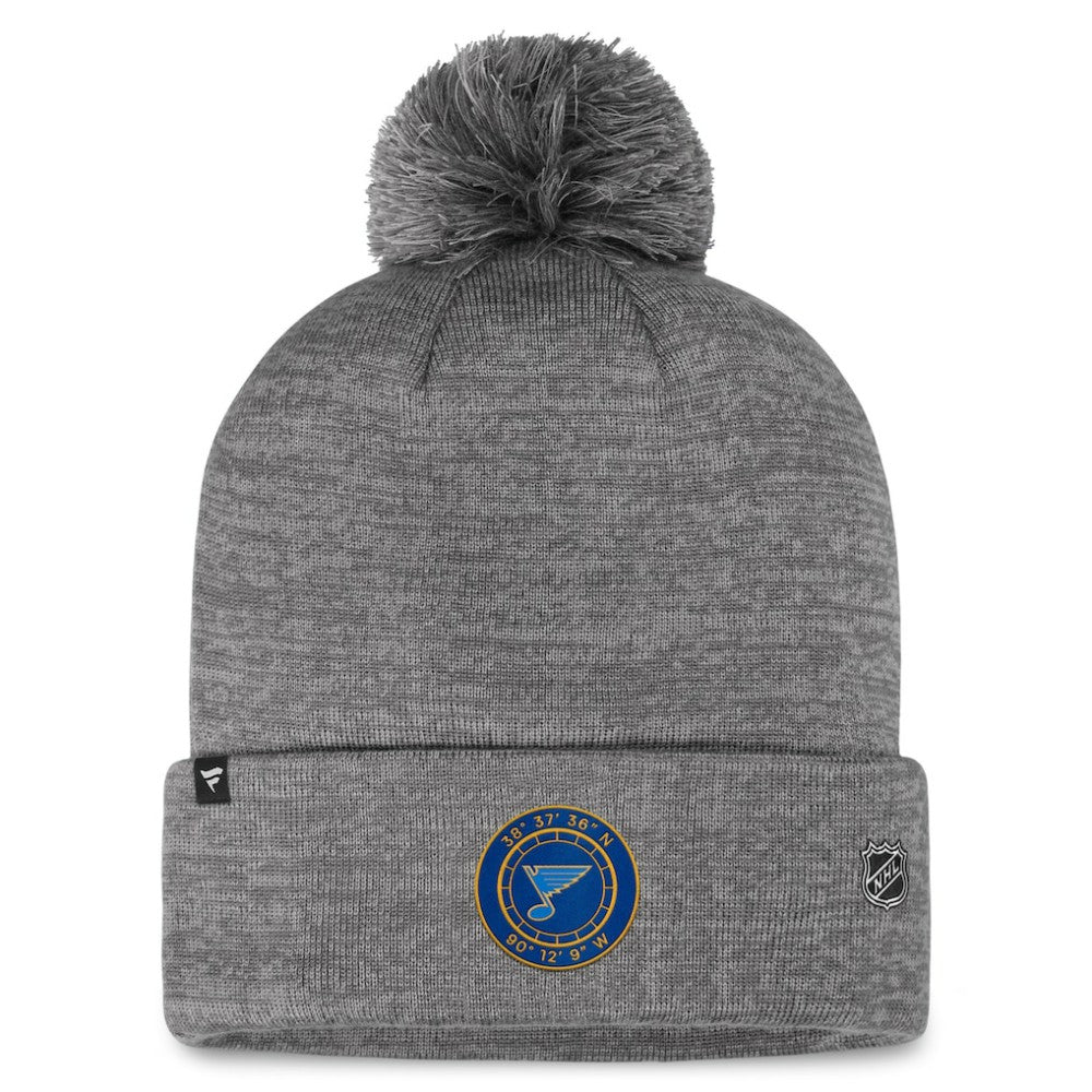 St. Louis Blues Fanatics Authentic Pro Home Ice Cuffed Knit Hat with Pom Gray
