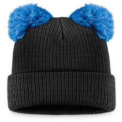 Miami Marlins Women's Double Pom Cuffed Knit Hat - Black/Blue