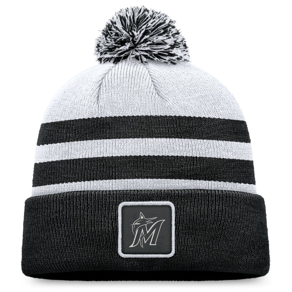Miami Marlins Cuffed Knit Hat with Pom - Gray