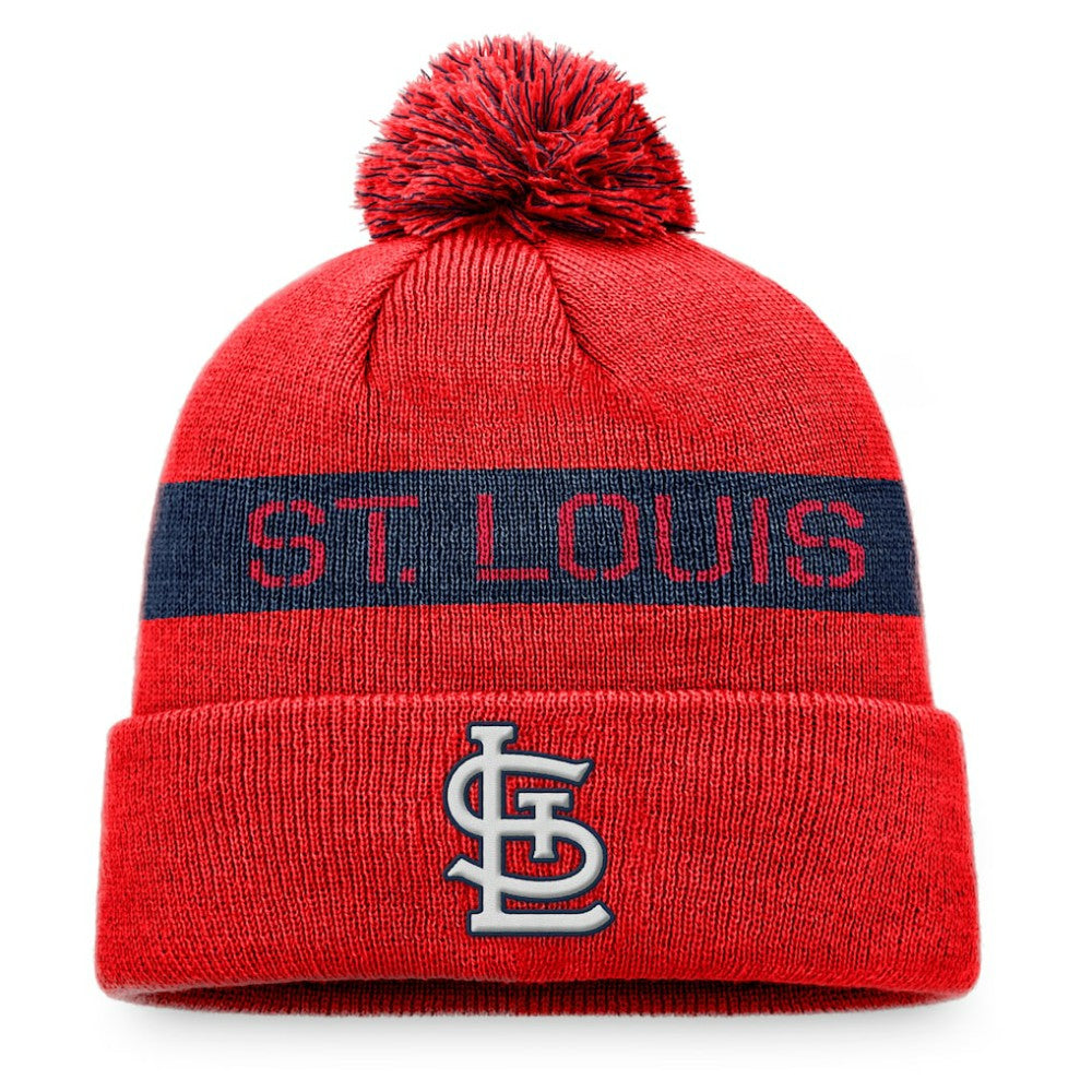 St. Louis Cardinals League Logo Cuffed Knit Hat with Pom - Red/Navy