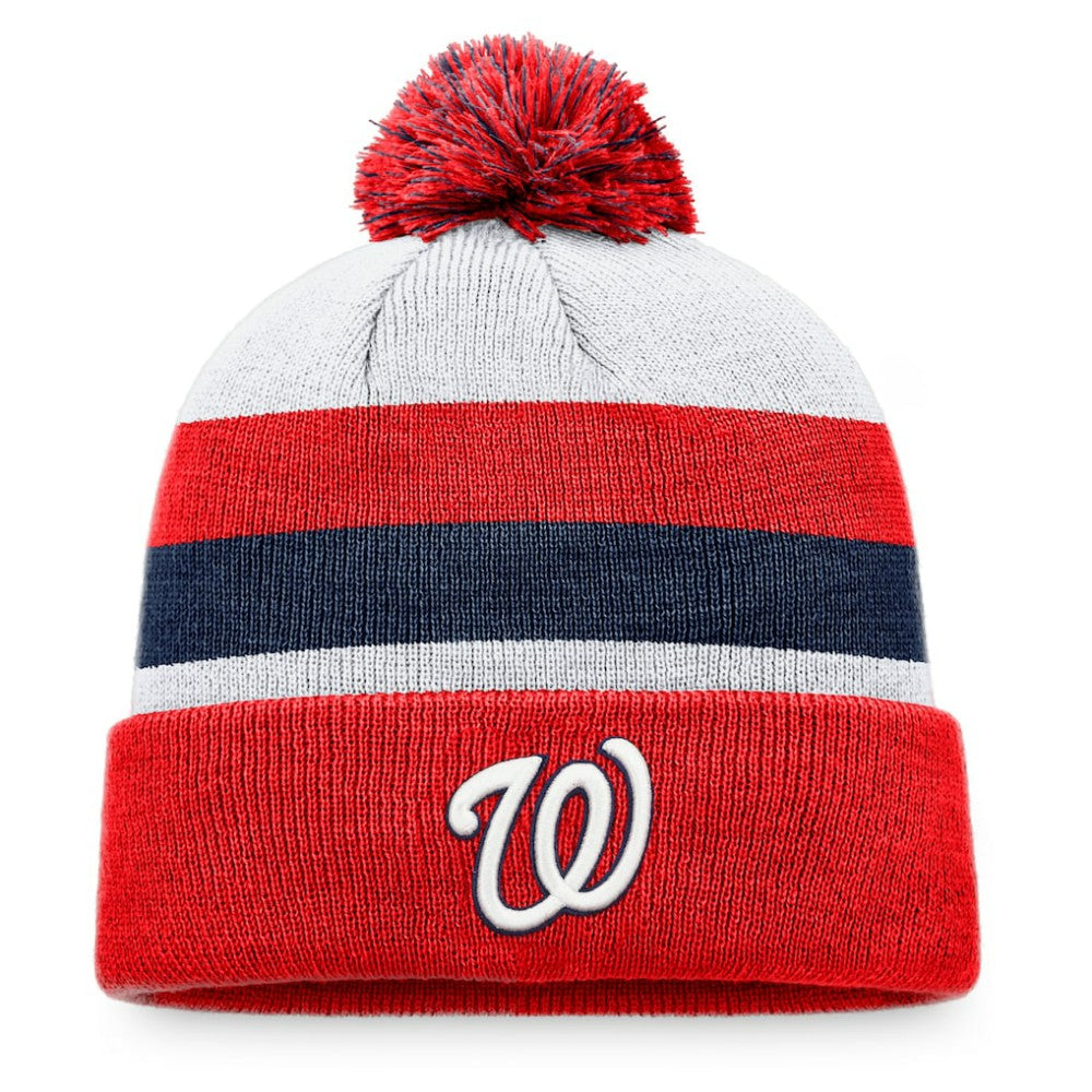 Washington Nationals Stripe Cuffed Knit Hat with Pom - Red