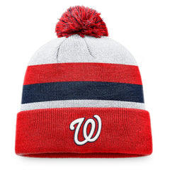 Washington Nationals Stripe Cuffed Knit Hat with Pom - Red