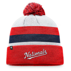 Washington Nationals Stripe Cuffed Knit Hat with Pom - Red
