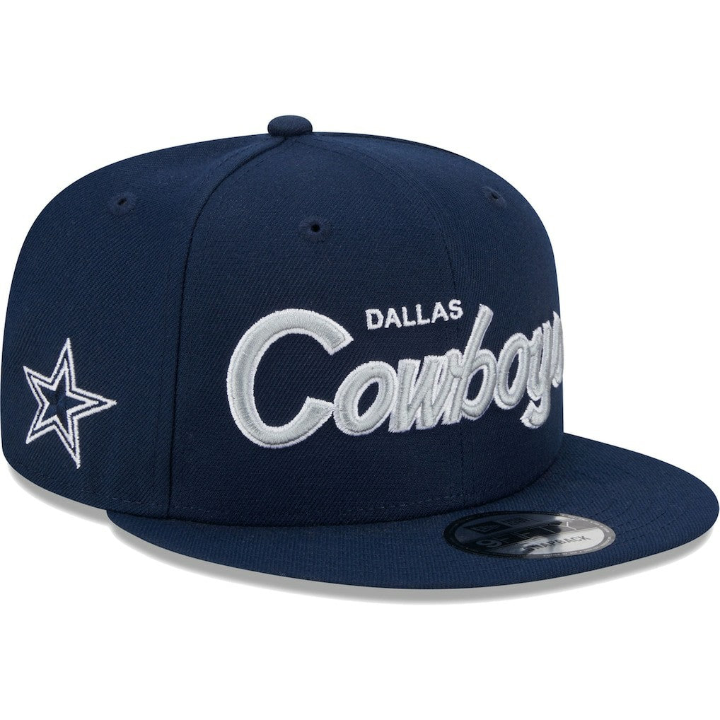 Dallas Cowboys New Era Main Script 9FIFTY Snapback Hat - Navy online