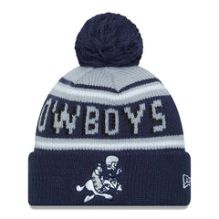 Dallas Cowboys New Era Youth Gridiron Classics Main Cuffed Knit Hat with Pom - Gray/Navy for sale