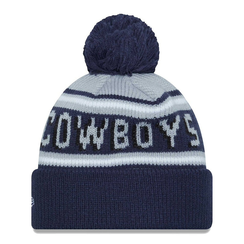 Dallas Cowboys New Era Youth Gridiron Classics Main Cuffed Knit Hat with Pom - Gray/Navy for sale