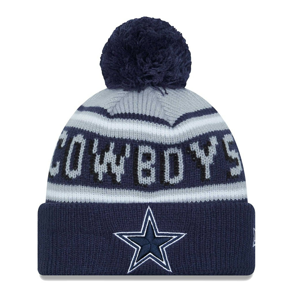 Dallas Cowboys New Era Youth Main Cuffed Knit Hat with Pom - Gray/Navy on sale