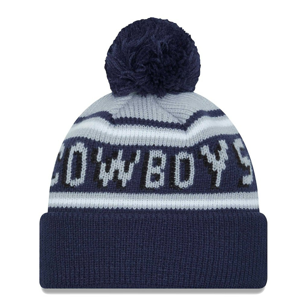 Dallas Cowboys New Era Youth Main Cuffed Knit Hat with Pom - Gray/Navy on sale