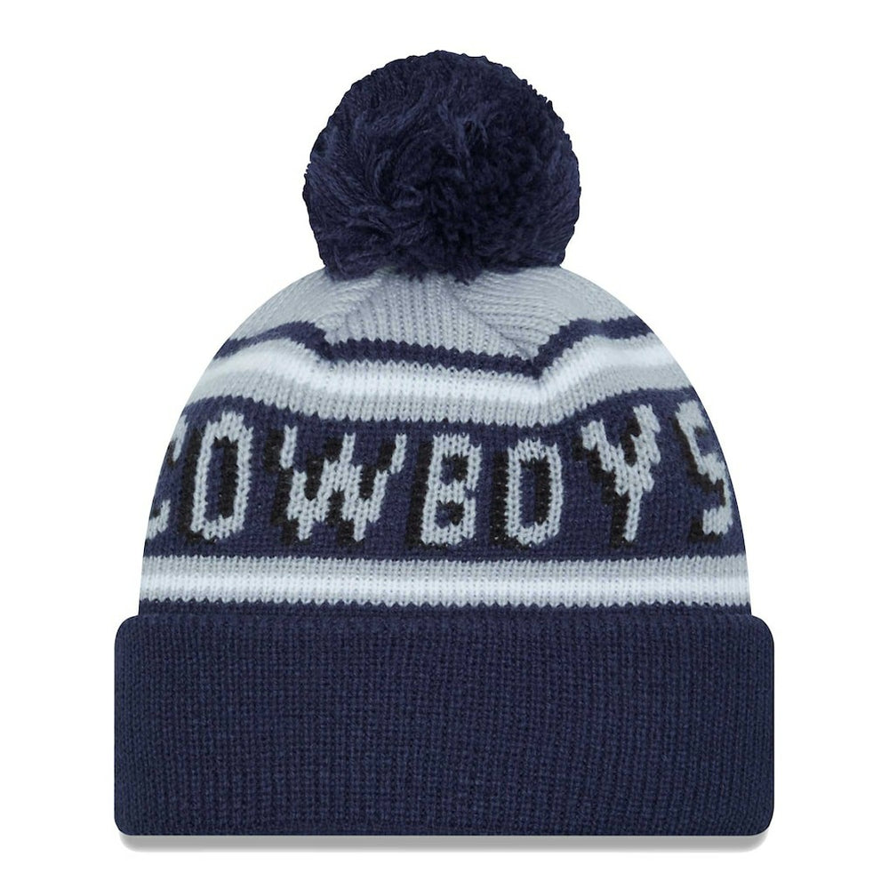 Dallas Cowboys New Era Youth Main Cuffed Knit Hat with Pom - Gray/Navy on sale