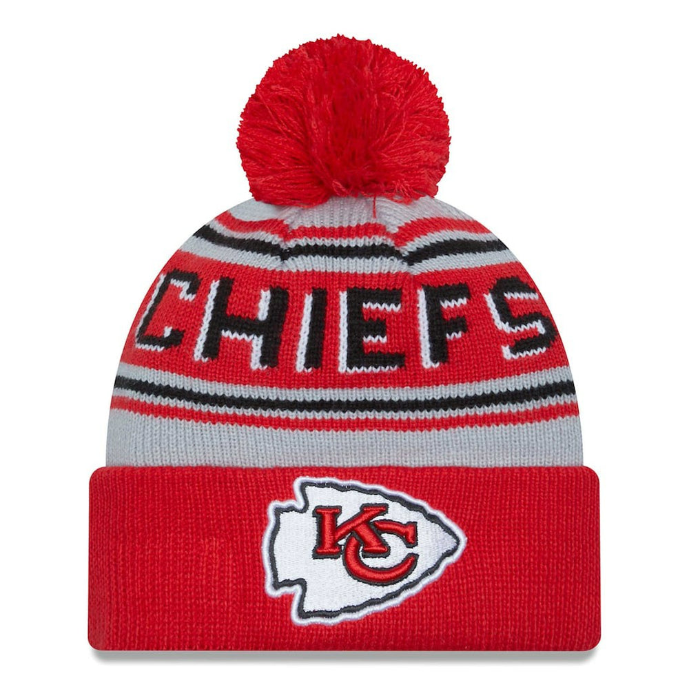 Kansas City Chiefs New Era Main Cuffed Knit Hat with Pom - Red discount
