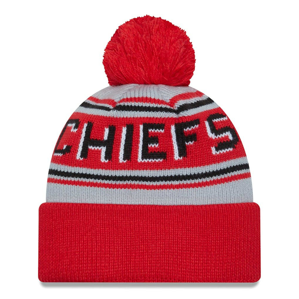 Kansas City Chiefs New Era Main Cuffed Knit Hat with Pom - Red discount