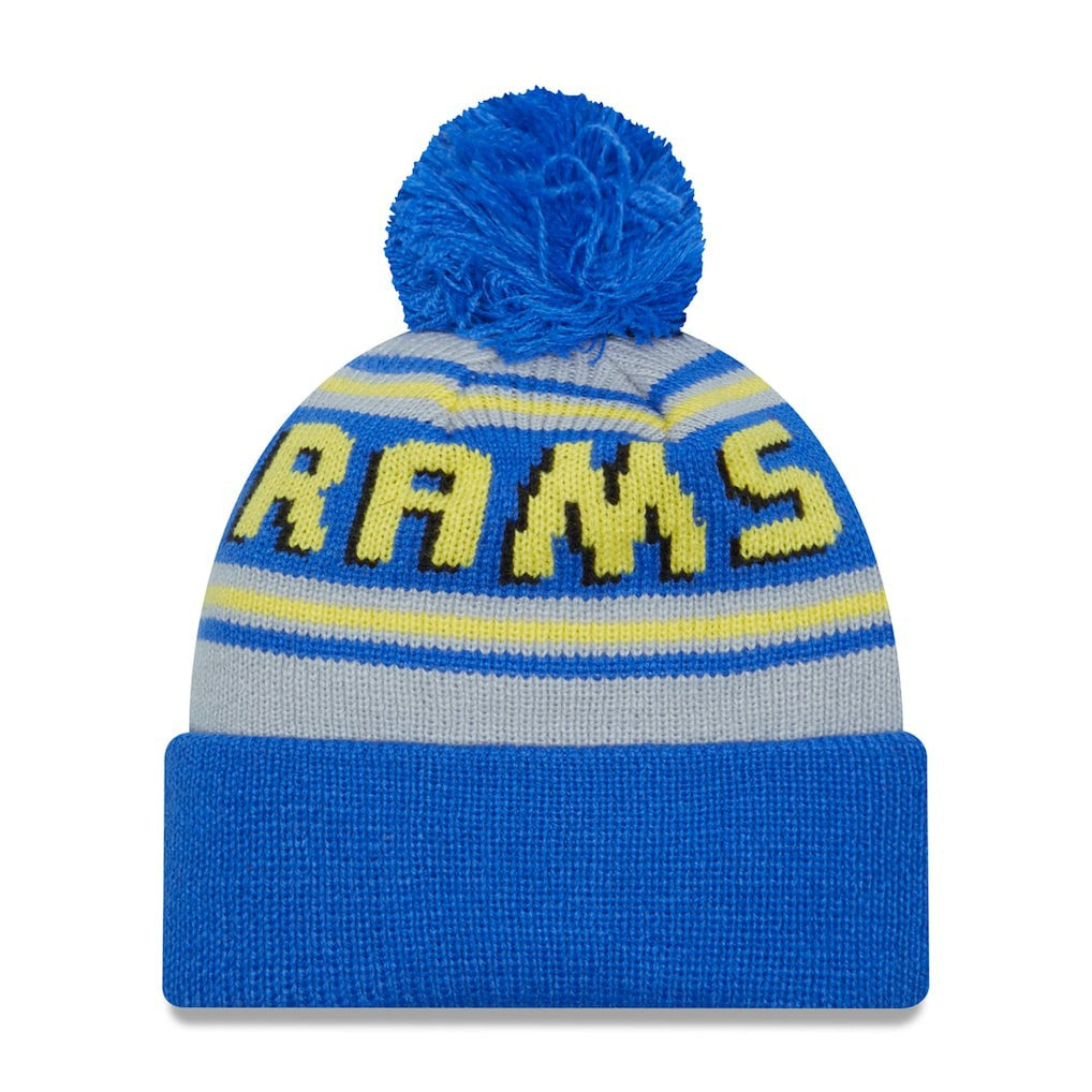 Los Angeles Rams New Era Main Cuffed Knit Hat with Pom - Royal discount