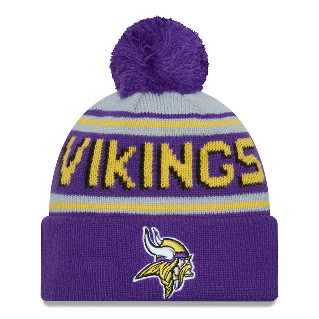 Minnesota Vikings New Era Main Cuffed Knit Hat with Pom - Purple cheap