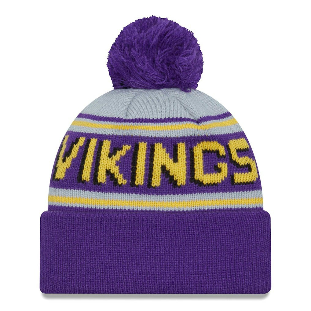Minnesota Vikings New Era Main Cuffed Knit Hat with Pom - Purple cheap