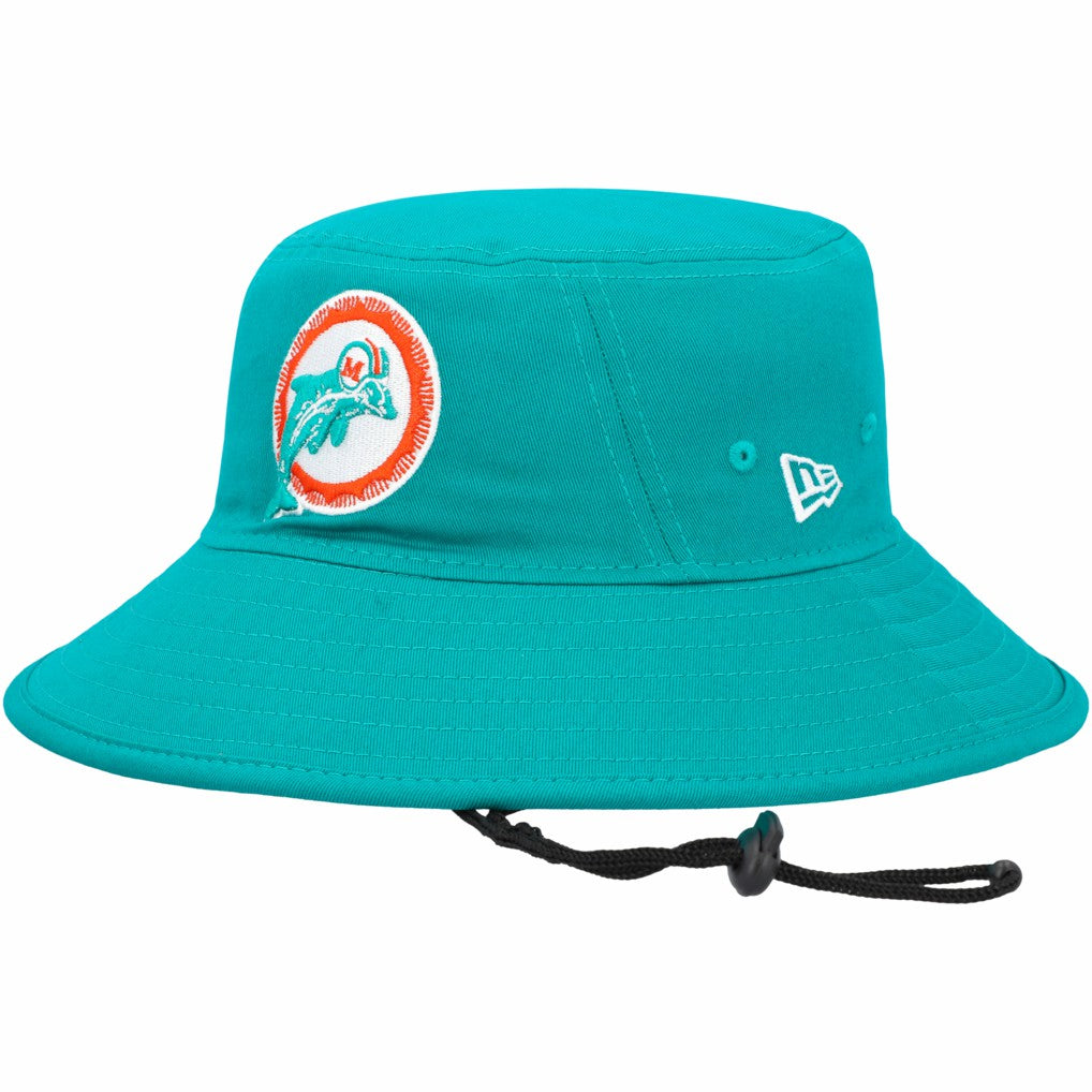 Miami Dolphins New Era Throwback Logo Main Bucket Hat - Aqua discount