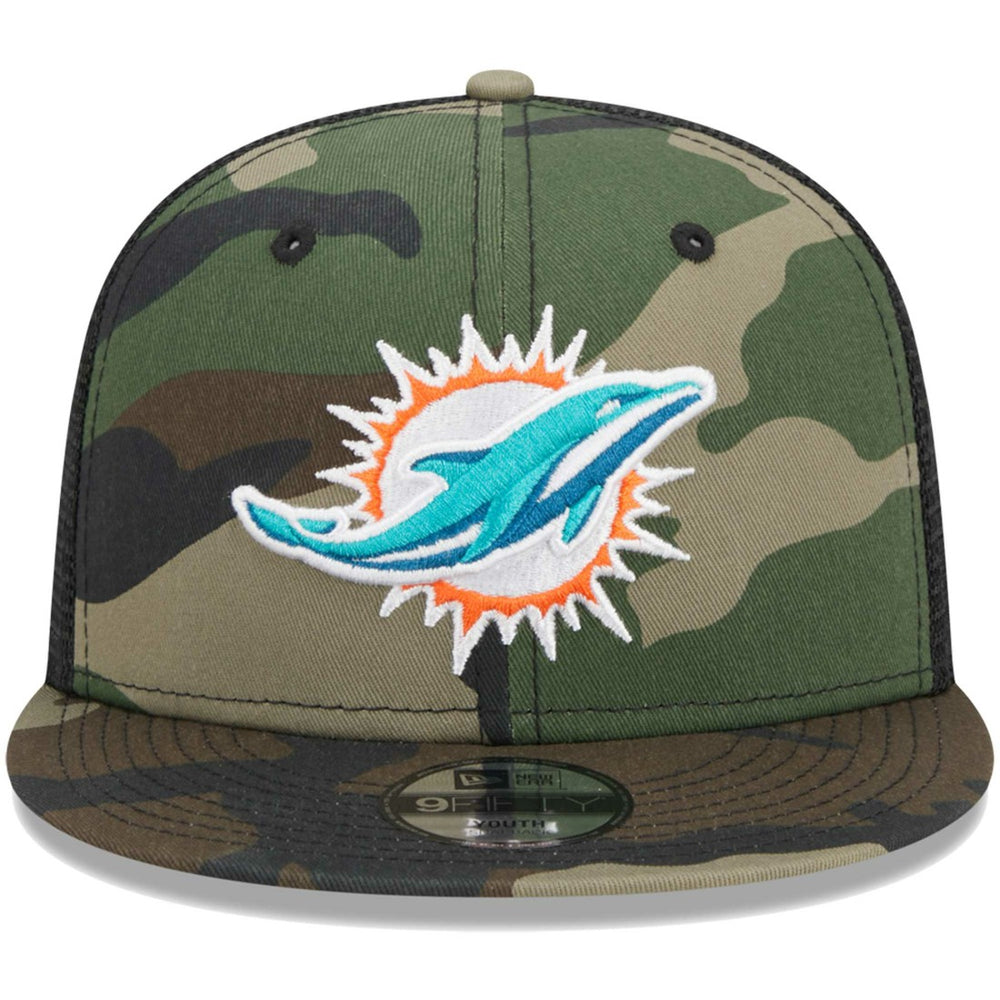 Miami Dolphins New Era Youth Main Trucker 9FIFTY Snapback Hat - Camo online
