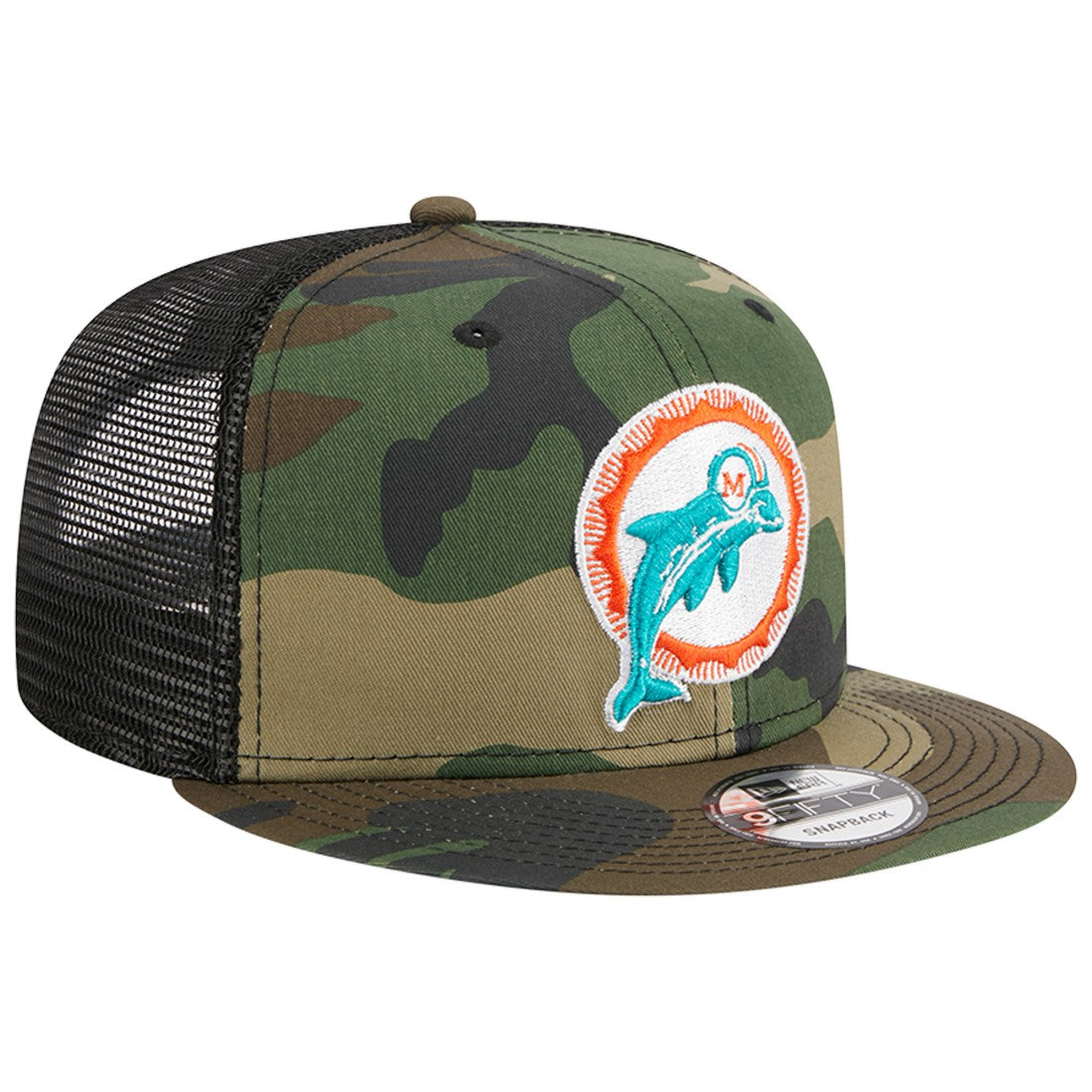 Miami Dolphins New Era Throwback Main Trucker 9FIFTY Snapback Hat - Camo cheap