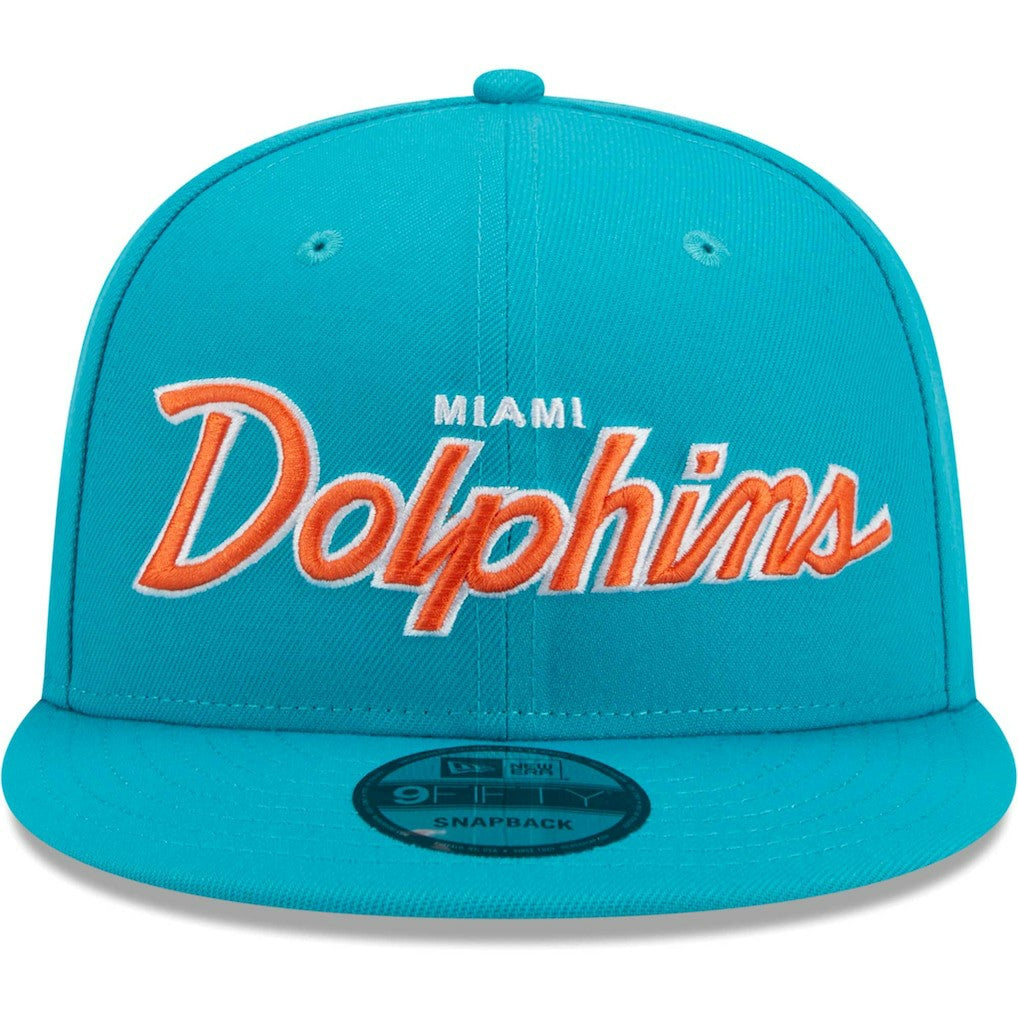 Miami Dolphins New Era Main Script 9FIFTY Snapback Hat - Aqua outlet