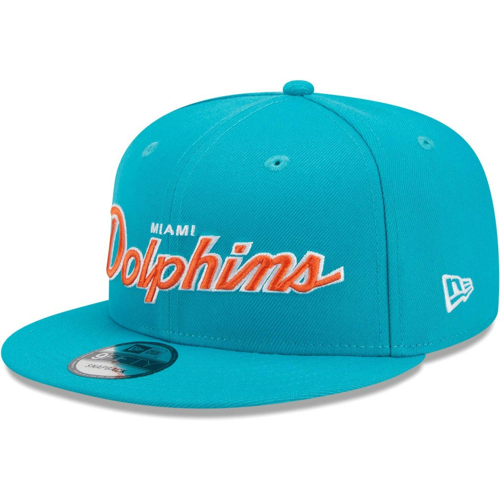 Miami Dolphins New Era Main Script 9FIFTY Snapback Hat - Aqua outlet