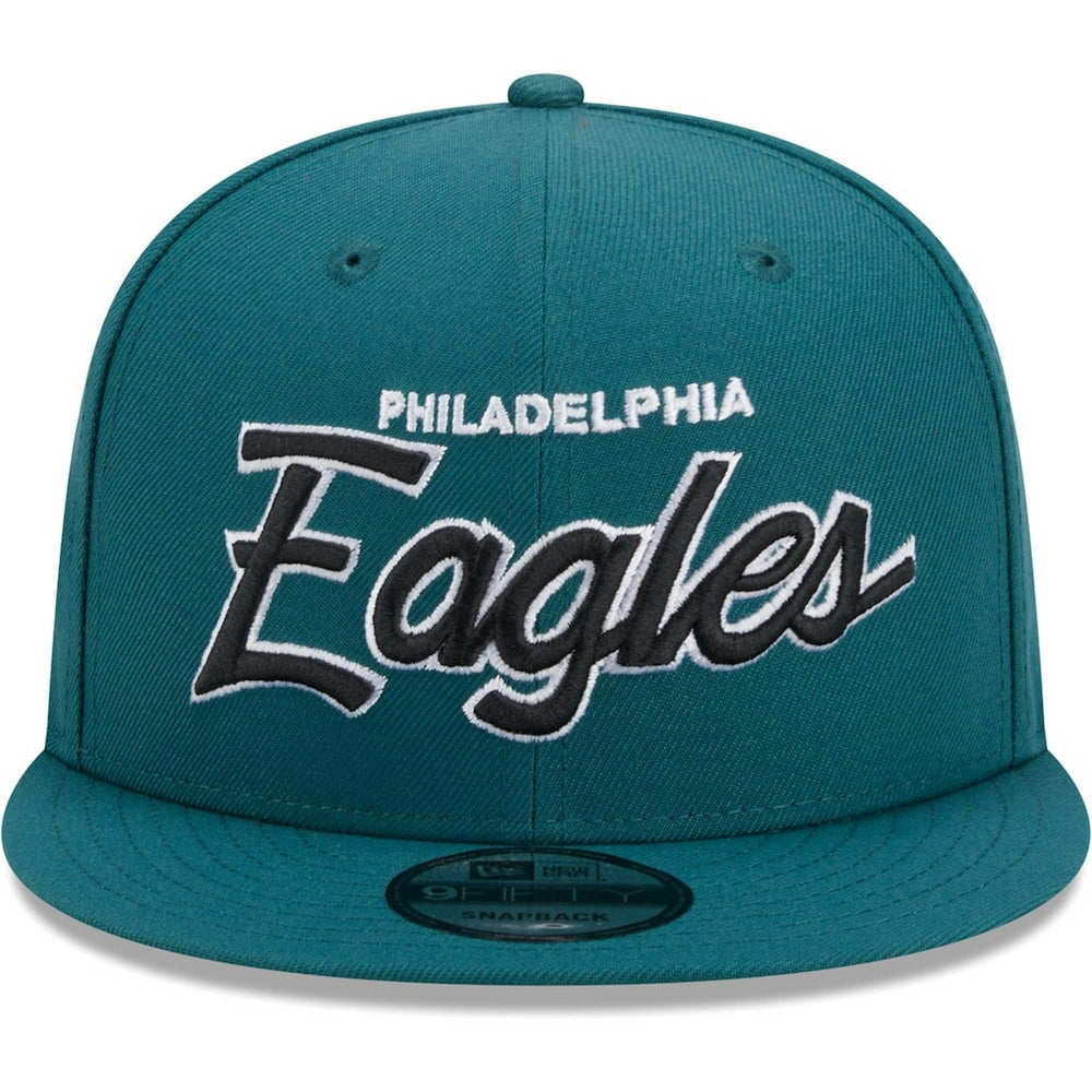 Philadelphia Eagles New Era Main Script 9FIFTY Snapback Hat - Midnight Green sale