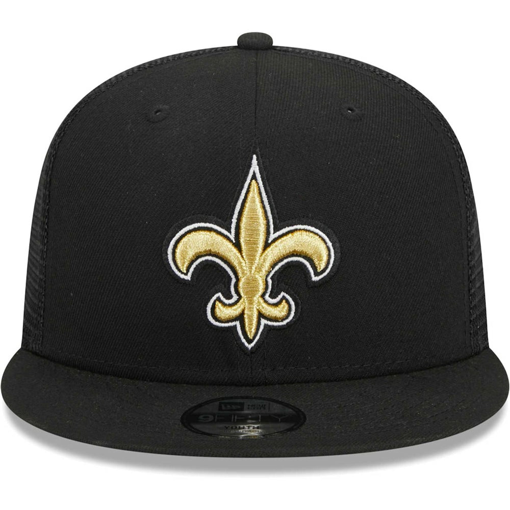 New Orleans Saints New Era Youth Main Trucker 9FIFTY Snapback Hat - Black on sale
