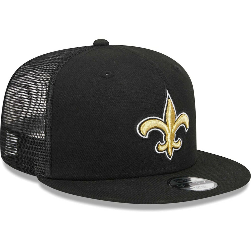 New Orleans Saints New Era Youth Main Trucker 9FIFTY Snapback Hat - Black on sale