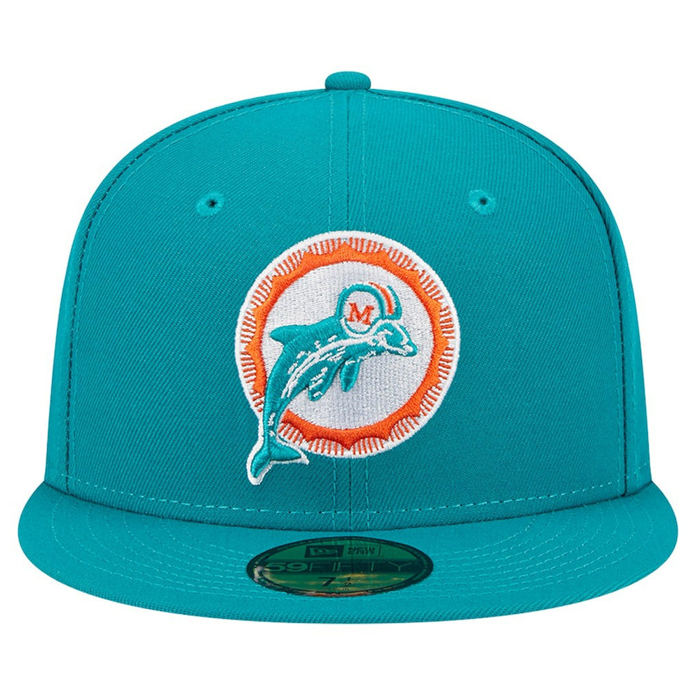 Miami Dolphins New Era Throwback Main 59FIFTY Fitted Hat - Aqua on sale