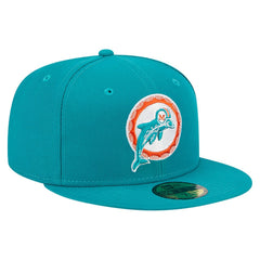 Miami Dolphins New Era Throwback Main 59FIFTY Fitted Hat - Aqua on sale