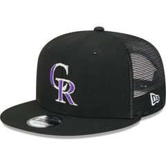Colorado Rockies Team Color Trucker 9FIFTY Snapback Hat - Black | New Era